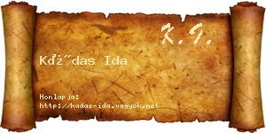 Kádas Ida névjegykártya